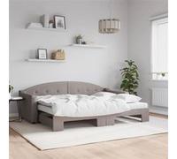 vidaXL Slaapbank met onderschuifbed en matrassen 80x200 cm stof taupe3197546 Taupe G