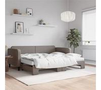 vidaXL Lit de jour avec gigogne et matelas taupe 90x200 cm tissu