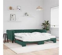 vidaXL Lit de jour et gigogne et matelas vert foncé 100x200 cm velours