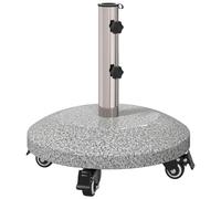 vidaXL Socle de parasol en granit avec roulettes pour mât de 4 à 5 cm, 27,2 kg, gris