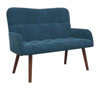 vidaXL Canapé Deux Places Bleu 115 x 61 x 87 cm Velours, Canapé en Velours Chic, loveseat Moderne, canapé Compact pour Petits espaces, Confort avec Pieds en Bois
