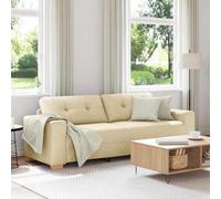 vidaXL Sofa 3 Places Crème 220 cm Tissu | Il a un look moderne avec une texture super lisse, Idéal pour trois adultes sans souci,
