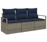 vidaXL Sofa Set 3 pcs Grau Poly-Rattan