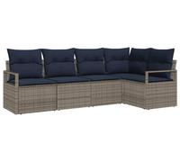 vidaXL Sofa Set 5 pcs Grau Poly-Rattan