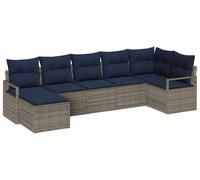 vidaXL Sofa Set 7 pcs Grau Poly-Rattan