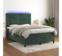 VIDAXL Sommier à lattes 140x190 LED - Vert Foncé