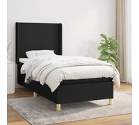vidaXL Lit à sommier tapissier avec matelas Noir 90x190 cm Tissu