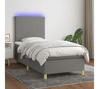VIDAXL Sommier à lattes 90x190 LED - Gris Foncé