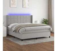 VIDAXL Sommier à lattes avec LED - Gris clair 160x200 cm