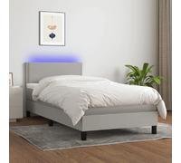 VIDAXL Sommier à lattes avec LED - Gris clair