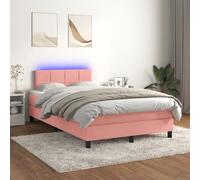 vidaXL Sommier tapissier avec matelas et LED Rose 120x200cm Velours