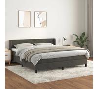 vidaXL Lit à sommier tapissier et matelas Gris foncé 180x200cm Velours