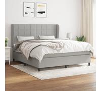 vidaXL Lit à sommier tapissier avec matelas Gris clair 180x200cm Tissu