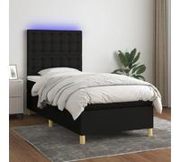 vidaXL Sommier à lattes avec matelas et LED 100x200 cm - Noir