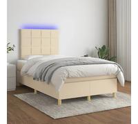 VIDAXL Sommier à lattes avec matelas et LED - Crème