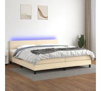 vidaXL Sommier tapissier et matelas et LED Crème 200x200 cm Tissu