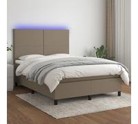 VIDAXL Sommier à lattes avec matelas et LED - Taupe 140x190 cm