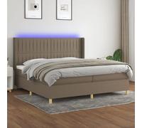 vidaXL Sommier à lattes avec matelas et LED - Taupe 200x200 cm