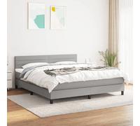 vidaXL Lit à sommier tapissier avec matelas Gris clair 180x200cm Tissu