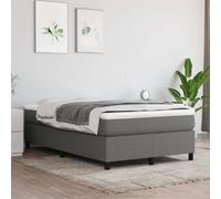 vidaXL Lit à sommier tapissier avec matelas Gris foncé 120x200cm Tissu