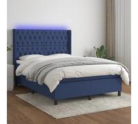 vidaXL Sommier tapissier avec matelas et LED Bleu 140x190 cm Tissu