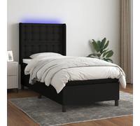 vidaXL Sommier à lattes avec matelas LED - Noir