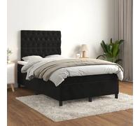 vidaXL Sommier à lattes avec matelas - Noir 120x200 cm Velours