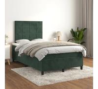vidaXL Sommier à lattes avec Matelas - Vert foncé 120x200 cm Velours