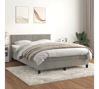 vidaXL Sommier à lattes de lit et matelas Gris clair 140x190cm Velours