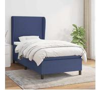 vidaXL Sommier à lattes de lit avec matelas Bleu 100x200 cm Tissu 3127787