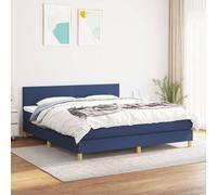 vidaXL Sommier à lattes de lit avec matelas Bleu 160x200 cm Tissu