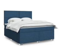 vidaXL Sommier à lattes de lit avec matelas Bleu 180x200 cm Tissu Bleu