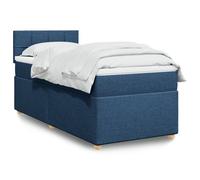 vidaXL Sommier à lattes de lit avec matelas Bleu 90x200 cm Tissu