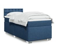 vidaXL Sommier à lattes de lit avec matelas Bleu 90x200 cm Tissu