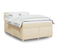 vidaXL Sommier à lattes de lit avec matelas Crème 140x200 cm Tissu