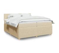 vidaXL Sommier à lattes de lit avec matelas Crème 200x200 cm Tissu