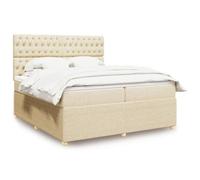 vidaXL Sommier à lattes de lit avec matelas Crème 200x200 cm Tissu