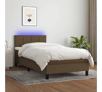vidaXL Sommier à lattes de lit avec matelas et LED 80x200 cm - Marron foncé