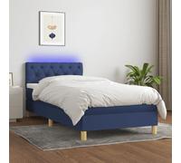 vidaXL Sommier à lattes de lit avec matelas et LED Bleu 80x200cm Tissu