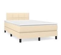 vidaXL Sommier à lattes de lit matelas et LED crème 120x190 cm tissu