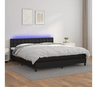 vidaXL Sommier tapissier avec matelas et LED Noir 180x200cm Similicuir