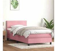 vidaXL Sommier à lattes de lit avec matelas et LED rose 80x220 cm velours 3316718 Rose