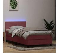 vidaXL Sommier à lattes de lit avec matelas et LED rose 80x220 cm velours 3316910 Rose