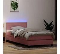 vidaXL Sommier à lattes de lit avec matelas et LED rose 80x220 cm velours 3317006 Rose