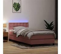 vidaXL Sommier à lattes de lit avec matelas et LED rose 80x220 cm velours 3317294 Rose