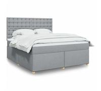 vidaXL Sommier à lattes de lit avec matelas Gris clair 180x200cm Tissu