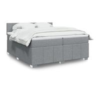 vidaXL Sommier à lattes de lit avec matelas Gris clair 200x200cm Tissu