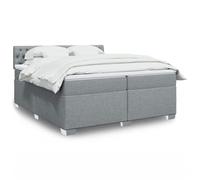 vidaXL Sommier à lattes de lit avec matelas Gris clair 200x200cm Tissu