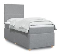 vidaXL Sommier à lattes de lit avec matelas Gris clair 90x200 cm Tissu