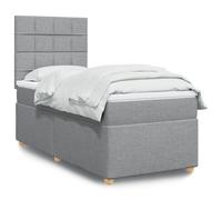 vidaXL Sommier à lattes de lit avec matelas Gris clair 90x200 cm Tissu